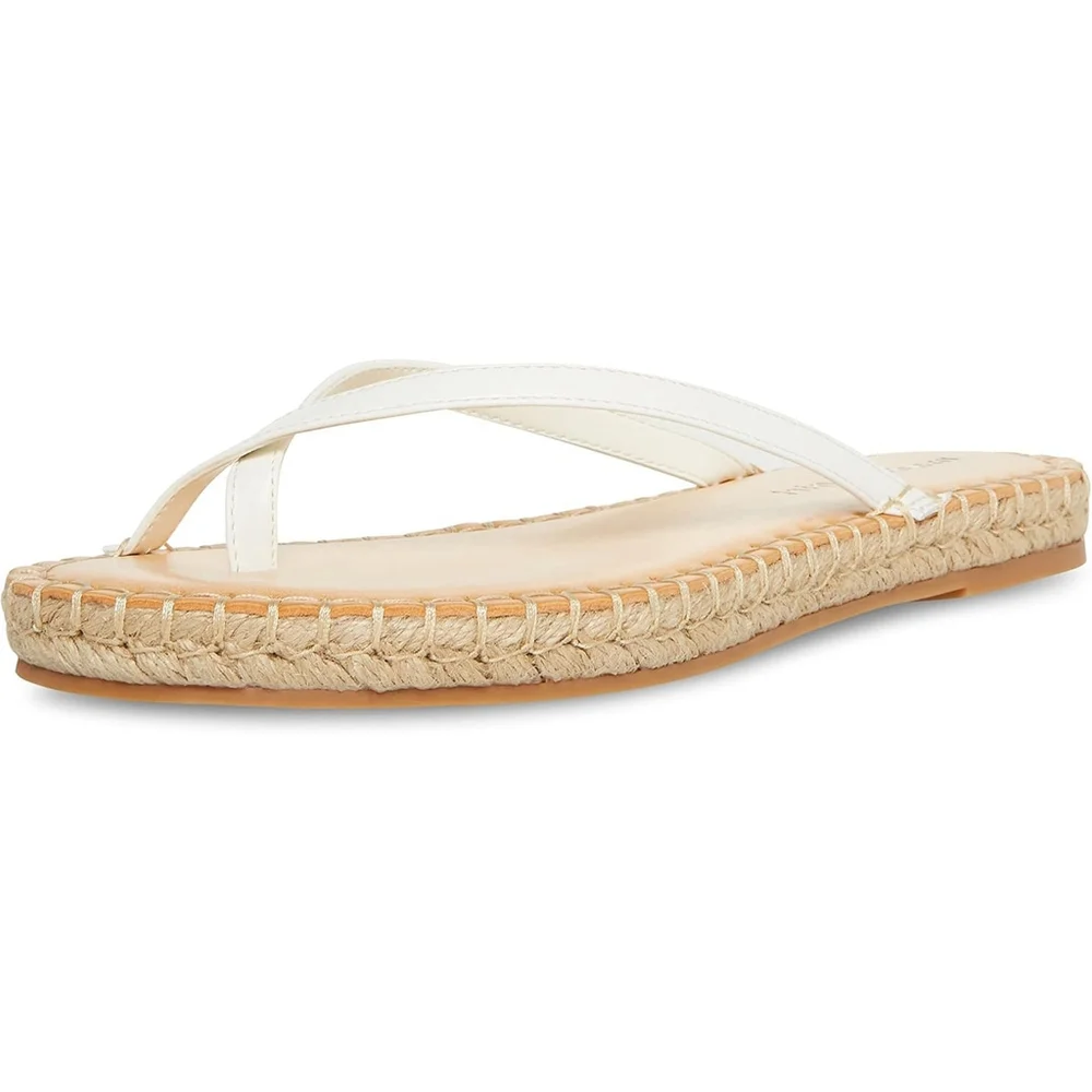 Madden Girl Toe Flip Flop Espadrilles Sandals California Style WHITE 9.5 M